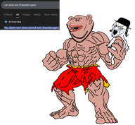 buff crying curly_hair fedora hamburger imminent_death kike stretched_mouth subvariant:impish_amerimutt traced variant:soyak // 1996x1844 // 368.9KB