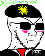 angry beret black_suit blush blushing closed_mouth clothes drawing eyebrows frown garrynealson_(namefag) glasses hat in_denial malaysia malaysian meta:namefags meta:self_insert name_tag necktie nose red_necktie soyjak soysona stubble suit suit_and_tie sunglasses text variant:soyak white_background white_skin // 500x621 // 66.6KB