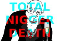 closed_mouth clothes glass glasses smile soyjak stubble subvariant:not_angry_soyjak suit total_nigger_death tuxedo variant:angry_soyjak // 742x530 // 81.4KB