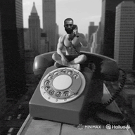 building calling ear eyes gigachad meta:ai_generated meta:low_resolution nas:gigachad sitting_on_object telephone