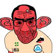 4chan arm bad_dragon banana blood bloodshot_eyes closed_mouth clothes coin ear ear_surgery glasses hair large_ear mario merge mushroom nintendo pedophile red_skin smile soyjak stretched_mouth stubble subvariant:chudjak_front subvariant:el_perro_chud the_gem_that_saved_the_sharty thick_eyebrows tshirt variant:chudjak variant:el_perro_rabioso video_game // 427x400 // 53.4KB