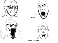 4soyjaks arm coal discord glasses hand looking_at_you looking_to_the_left looking_to_the_right stretched_mouth stubble subvariant:wewjak text thing_japanese variant:cobson variant:soyak variant:vlodson white_background white_skin // 720x534 // 125.9KB