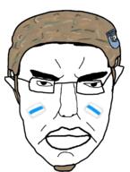 angry camouflage closed_mouth clothes ear flag flag:cuck_russia freedom_of_russia hat helmet military soyjak subvariant:chudjak_front variant:chudjak // 605x800 // 125.2KB