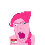 anti_cobson blue_eyes coalson cobson_killer eyebrows greg_(pedophile) greg_(user) hair hello_my_name_is_(sticker) meta:namefags my_little_pony pink_skin pinkie_pie pony speech_bubble stubble transparent_background variant:cobson // 768x768 // 106.1KB