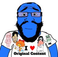 2soyjaks art black_eyes blue_skin clothes coco_(ongezellig) coomer_artstyle froge glasses heart i_love maya_(ongezellig) mymy oc ongezellig original_content smile stubble subvariant:science_lover variant:markiplier_soyjak variant:soytan white_shirt // 800x789 // 180.5KB