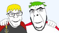 4chad 4chan 4cuck anime blonde_hair_ green_hair hair hand happy nate natejak no_more_brother_wars sharty soyjak_party variant:cobson variant:feraljak yotsoyba // 1920x1080 // 160.6KB