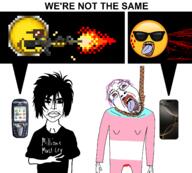 2000s 2020s 2soyjaks arm blood blood_on_face blood_spray bloodshot_eyes bullet_hole clothes dead death emo_hair emoticon firearm flag:transgender_pride_flag glasses goth gun gunshot_wound hair hairy hand hanging holding_gun holding_object iphone lipstick low_resolution millions_must_die mustache neovagina old oldfag peace_sign phone pixel_art pixelated pun purple_hair rope sad shooting shot siemens smile smiley_face soyjak speech_bubble splatter stubble subvariant:chudjak_front subvariant:unbotheredchud suicide sunglasses teen teeth text tongue tranny tshirt variant:bernd variant:chudjak we're_not_the_same wound // 2392x2156 // 1.1MB