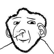 closed_mouth ear hair happy_merchant raised_eyebrow smile soyjak stubble variant:ishish_soyak_ears // 750x750 // 16.1KB