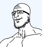 buff closed_mouth gigachad glasses smile soyjak stubble template transparent_background variant:gigson // 640x718 // 12.9KB