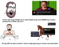 2024 2soyjaks beard breadtube brown_hair donald_trump evil glasses horse kamala_harris loli pedophile pointing republican republican_party soyjak variant:cobson variant:shirtjak vaush zoomer // 1980x1577 // 911.3KB