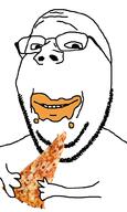 cheese_pizza food glasses holding_object looking_at_you meta:tagme open_mouth pizza smile stubble subvariant:wholesome_soyjak variant:gapejak // 600x1000 // 111.7KB