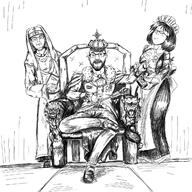 artist:sleep_chvd black_and_white crown drawing maid statue subvariant:gapejak_female thrembo throne variant:cirrus variant:cobson variant:gapejak // 1250x1250 // 1.2MB