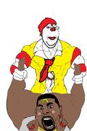 2soyjaks arm artist:romanian_schizo beard big_ronald_cock black_skin blood brc buff bwc clothes earring foot grey_eyes hair hand kanye_west leg mcdonalds necklace nsfw open_mouth penis ronald_mcdonald sex soyjak subvariant:wholesome_soyjak tshirt variant:cobson variant:gapejak // 701x1059 // 181.9KB