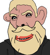 amerimutt beard black_sclera closed_mouth ear looking_at_you nordic_chad smile soyjak teeth variant:cobson yellow_beard yellow_hair // 775x849 // 304.3KB