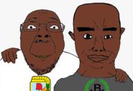 2soyjaks argentina biondini biondinism black_skin brown chud closed_mouth clothes flag frentepatriota glasses hand justicialist_party latino mexico nacionalismo peronismo smile soyjak stubble subvariant:chudjak_front variant:bernd variant:chudjak // 608x419 // 103.0KB