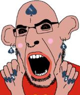 amerimutt angry bbc blush brown_skin clothes ear earring glasses hand livejournal mcdonalds open_mouth painted_nails soyjak spade stubble subvariant:slutson tumblr variant:cobson // 723x861 // 40.6KB