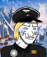88 blue_eyes clothes effortson hair hat hyperborea k_(user) lightning moustache name_tag officer_cap sonnenrad stubble subvariant:soyak_(irritated) swastika trend:aryan variant:soyak yellow_hair // 1000x1200 // 492.1KB