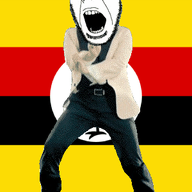 angry animated bird country crane dance flag flag:uganda full_body gangnam_style glasses irl open_mouth soyjak stubble uganda variant:cobson // 300x460 // 501.1KB