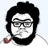 glasses hairy mustache open_mouth pipe thick_eyebrows transparent_background ugly variant:bapjak // 587x682 // 39.4KB