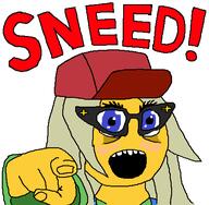 artist:sneedolf_chuckler clothes glasses hat overalls pointing pointing_at_viewer sneed variant:soytan yellow_skin // 436x427 // 13.2KB