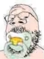 1soyjaks baby babyjak bald beard caca glasses laughing meta:not_oc music pacifier small_eyes stubble subvariant:mustached_gapejak trend:babyjak variant:gapejak video white_background // 92x124, 59.9s // 4.0MB