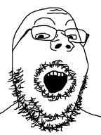glasses merge open_mouth soyjak stubble variant:gapejak variant:soyak // 600x800 // 39.9KB