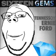 album_cover gem glasses music sixteen_tons smile soyjak stubble subvariant:wholesome_soyjak tennesse_ernie_ford text variant:gapejak // 720x720 // 286.1KB