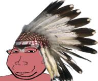 clothes ear eyelids feather glasses hat indian native_american red_skin shaman small_eyes smile soyjak stubble subvariant:massjak subvariant:wholesome_soyjak variant:gapejak war_bonnet // 1109x915 // 775.9KB