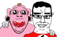 2soyjaks chud_troon_alliance closed_mouth clothes flag flag:nazi_germany friendship glasses mustache nazi_germany nazism oh_my_god_she_is_so_attractive pink_skin pooner smile soyjak stubble swastika tranny variant:bernd variant:chudjak // 834x541 // 215.4KB