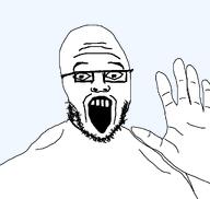 eyebrows forehead_lines full_body giggly_goon_clown glasses hand mouth nose nuvariant open_mouth shoulder stubble variant:unknown wrinkles // 1024x972 // 20.5KB