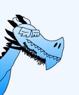 artist:crimsonvoidhydra1488 blue_skin calm closed_eyes closed_mouth glasses horn meta:GET sharp_teeth spike spikes stubble teeth variant:dragonjak // 380x453 // 9.2KB