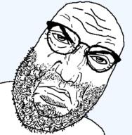 closed_mouth frown glasses punisher_face soyjak stubble variant:its_out_get_in_here // 590x604 // 85.5KB