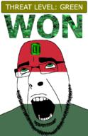 ahegao country emerald flag flag:hungary gem glasses green green_eyes hair hungary looking_up open_mouth schlog_color_event soyjak soyjak_blog stubble teeth text threat_level_green variant:cobson won // 721x1115 // 138.1KB