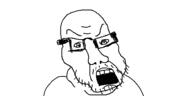 angry glasses mustache oekaki open_mouth soyjak stubble variant:feraljak // 500x250 // 14.3KB