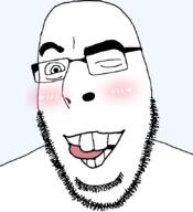 blush glasses soyjak stubble tongue variant:cobson wink // 775x849 // 118.5KB