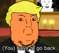 blur blurred_background candle clothes crying donald_trump meme meta:rate_this_ias_you_selfish_little_fuck orange_skin painting parody smirk squint suit two_soyjaks variant:norwegian variant:vlodson yellow_hair you_have_to_go_back // 2000x1800 // 1.8MB