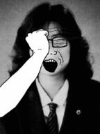 arm asian closed_eyes clothes crying furuta_junko glasses hair hand irl japan necktie op_is_a_pedo open_mouth soyjak stubble variant:soyak // 766x1024 // 52.0KB