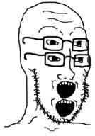 clothes fused glasses hat open_mouth soyjak stubble variant:soyak // 709x1013 // 10.9KB