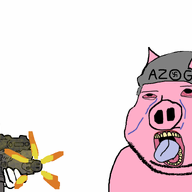 2soyjaks animated azov_battalion blood bloodshot_eyes clothes country crying firearm firing glasses gore gun hat helmet holding_gun holding_object holding_rifle military nazism nsfl oink open_mouth rifle russo_ukrainian_war soyjak stubble subvariant:massjak subvariant:wholesome_soyjak swastika tongue ukraine variant:chudjak variant:gapejak weapon yellow_teeth // 1650x785 // 244.1KB