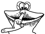 fat frog glasses globox open_mouth rayman shushing stubble variant:globox_soyjak // 410x312 // 3.9KB