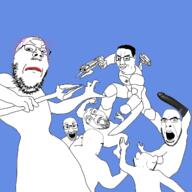 DOOM_(game) angry armor dildo doom doom_guy holding_gun holding_shotgun holding_spear multiple_soyjaks open_mouth purple_hair shotgun smile smirk spear swastika tranny variant:bernd variant:chudjak variant:cobson variant:el_perro_rabioso variant:feraljak variant:impish_soyak_ears // 1280x1280 // 460.6KB