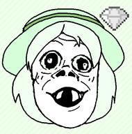 baby clothes crystal_cafe deformed female femjak gem green_hair hair hat soyjak subvariant:jacobson variant:a24_slowburn_soyjak // 481x486 // 52.5KB