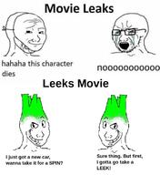 bloodshot_eyes crying food glasses leek movie open_mouth soyjak stubble text variant:soyak vegetable wojak // 1080x1176 // 103.5KB