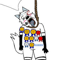 Slvt4BIBISI Slvt4BIBISI_(namefag) ace_of_spades animal award bbc blood blush blushing cat ear fox furry glove gore gunshot hanging open_mouth rope satanism spade speech_bubble speech_bubble_empty tail thigh_highs tongue wolf // 1800x1800 // 795.3KB