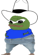 amphibian animal blue_shirt closed_mouth clothes cowboy_hat frog green_skin hand hat jeans lips nas nas:pepe pepe pepe_the_frog shoe subnas:apu transparent_background // 606x880 // 307.0KB
