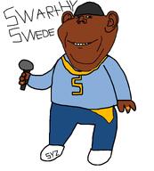 black_skin chain clothes full_body gold_chain golden_tooth gucci microphone nigga nigger rapper series:swarthy_swede shoe sneakers text variant:impish_soyak_ears // 708x784 // 24.1KB