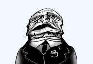 animated clothes distorted glasses necktie nod open_mouth soyjak stubble suit variant:sidjak // 825x569 // 914.0KB