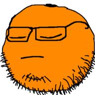 annoying_orange closed_eyes closed_mouth glasses its_over orange orange_(fruit) stubble text variant:oranjak white_background // 380x380 // 7.2KB