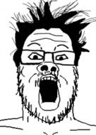animated closed_mouth glasses hair merge mustache open_mouth smile soyjak stubble variant:a24_slowburn_soyjak variant:markiplier_soyjak // 186x262 // 20.3KB