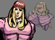amerimutt artist:shemmysloota blond donald_trump drawfag drawing fat funny_valentine jojos_bizarre_adventure maga maga_hat make_america_great_again president subvariant:impish_amerimutt united_states variant:impish_soyak_ears // 1002x732 // 374.5KB